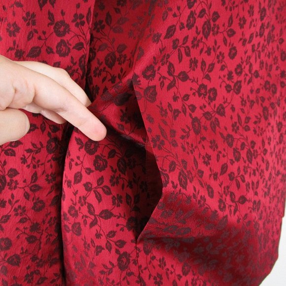 Elana By Tanner Plus Size Red Black Floral Jacquard Skirt Suit Size 14 Formal - Picture 7 of 16